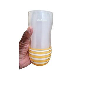Starbucks vintage 2004 16oz Curvy Striped Tumbler - Yellow & White